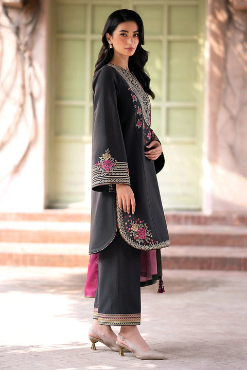 JAZMIN - 3PC KHADDAR EMBROIDERED SHIRT WITH PRINTED TWILL SHAWL AND TROUSER - KPR1797