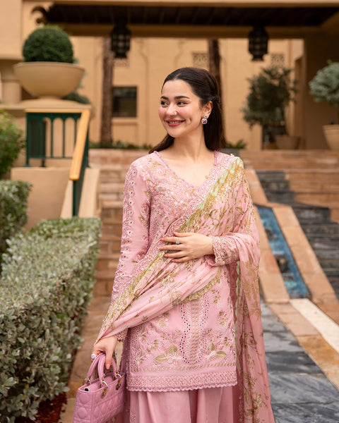 Faiza Saqlain Aya Luxury Lawn Collection - ASJA - Tea Pink