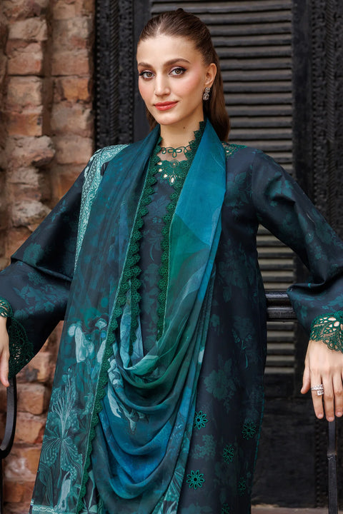 FARASHA - 3PC LAWN EMBROIDERED SHIRT WITH MANAAR PRINTED DUPATTA AND TROUSER - Periveil