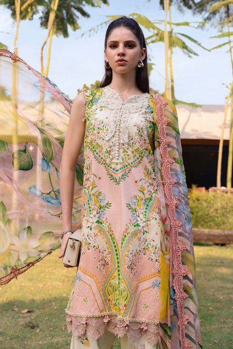 Maria b - 3 Piece Unstitched Embroidered Lawn Suit :MPT-MPT-2908-A