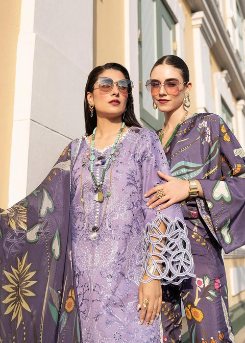 MUSHQ - 3PC DHANAK EMBROIDERED SHIRT WITH TWILL PRINTED SHAWL AND TROUSER - KPR123