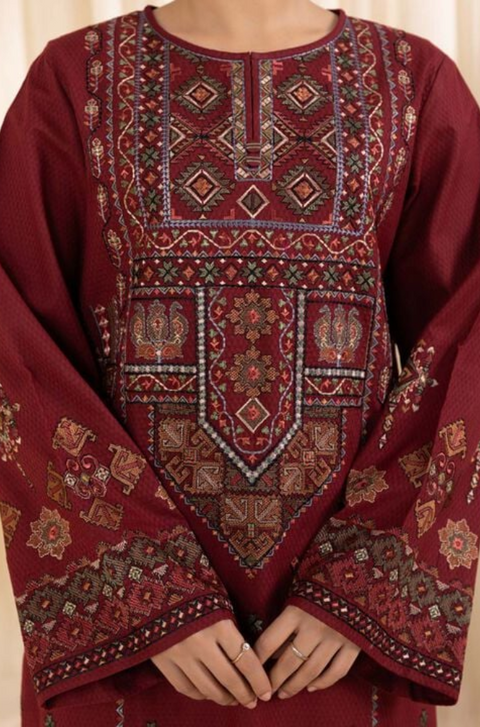 SAPPHIRE - 3PC LAWN EMBROIDERED SHIRT WITH PRINTED DUPATTA AND COTTON TROUSER - RD-1