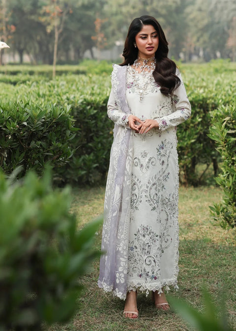 Sardinia - Luxury Lawn Embroidered 3 Piece Unstitched - Cloud Whisper