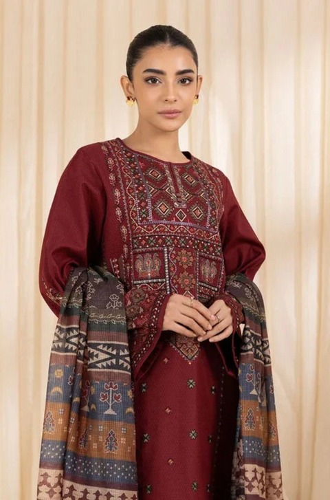 SAPPHIRE - 3PC LAWN EMBROIDERED SHIRT WITH PRINTED DUPATTA AND COTTON TROUSER - RD-1