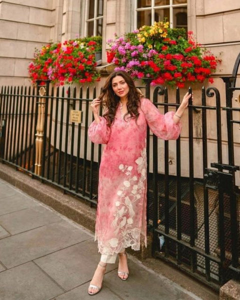 Poshkari Luxury Organza Embroidered 3Pc Unstitched Suit Maira Khan PA-109