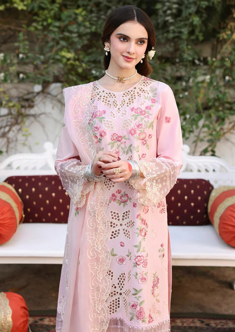 MAHNUR - 3 Piece Unstitched Embroidered Luxury Lawn Suit : Aangan