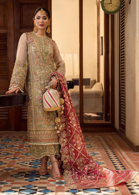 CRIMSON - Crimson Organza Embroidered Suits Unstitched 3 Piece- Luxury Wedding Collection - Artisanal Anecdotes