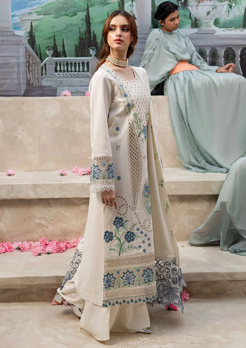Winter Collection - Mahnur - Embroidered Marina Shirt Embroidered Dupatta Unstitched 3Pc Cecilia-01