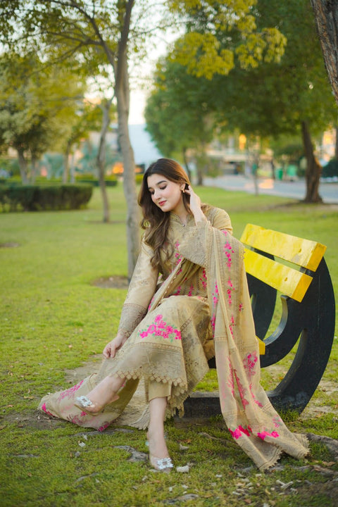 Aneelas Lawn Unstitched Embroidered Collection with Chiffon Dupatta BR-09