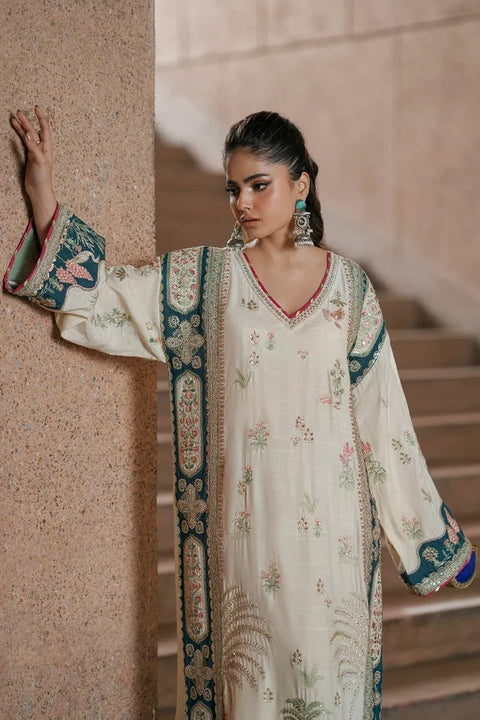 ETHNIC -  Luxury Silk Embroidered 3Pc Unstitched Suit Nainpreet