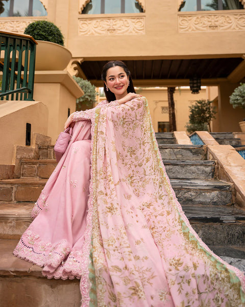 Faiza Saqlain Aya Luxury Lawn Collection - ASJA - Tea Pink