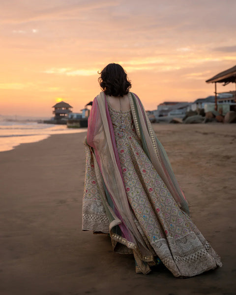 FAIZA SAQLAIN - 3PC LAWN EMBROIDERED SHIRT WITH MANAAR PRINTED DUPATTA AND TROUSER - Naavah