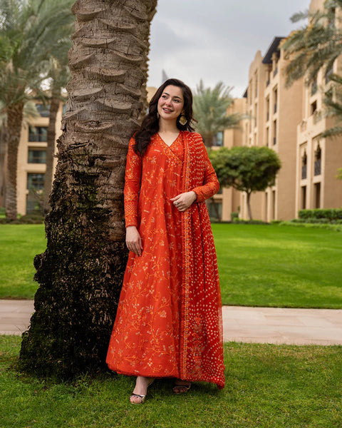 FAIZA SAQLAIN - 3PC LAWN EMBROIDERED SHIRT WITH Denisa Chunri Duppatta