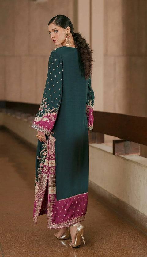 ETHNIC Luxury Silk Embroidered 3Pc Unstitched Suit PA 0076