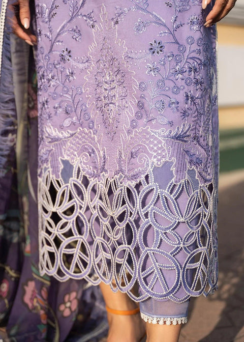 MUSHQ - 3PC DHANAK EMBROIDERED SHIRT WITH TWILL PRINTED SHAWL AND TROUSER - KPR123
