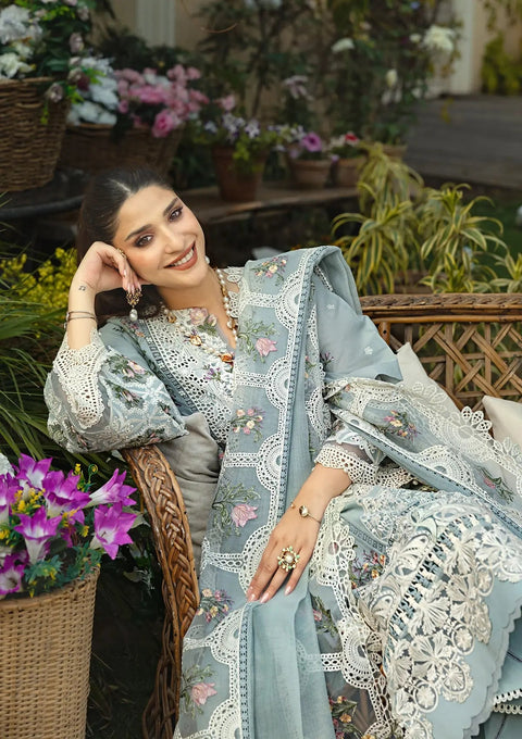 Elaf Premium Embroidered Luxury Lawn Unstitched 3Pc Suit ELM-3B
