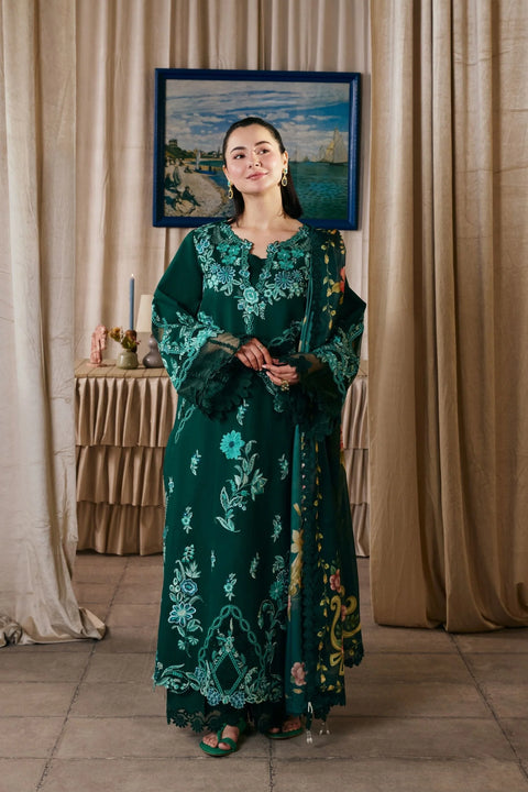 Maryam Hussain - 3-piece luxury unstiched embroidered dress- dhannk dress with Pashimna Shawl (Maher)