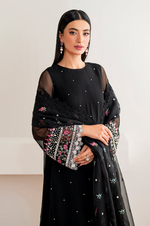 BAROQUE - 3PC UNSTITCHED EMBROIDERED ORGANZA WEDDING COLLECTION - UF-526-BLACK