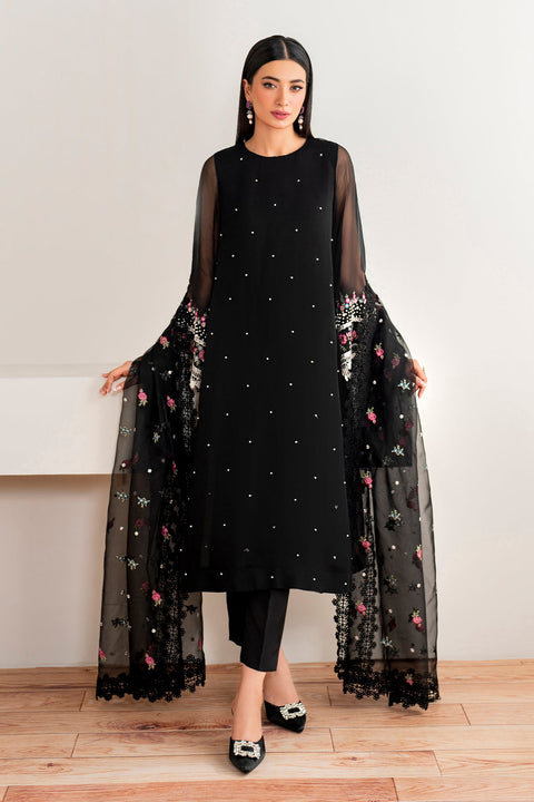 BAROQUE - 3PC UNSTITCHED EMBROIDERED ORGANZA WEDDING COLLECTION - UF-526-BLACK