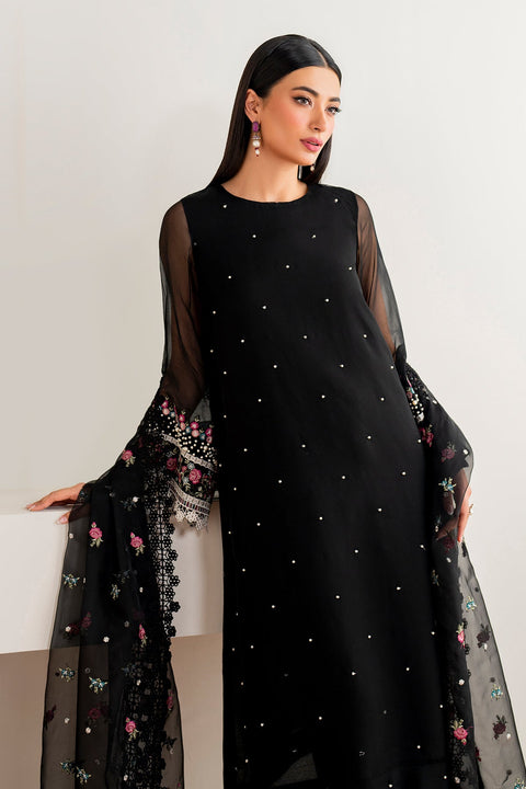 BAROQUE - 3PC UNSTITCHED EMBROIDERED ORGANZA WEDDING COLLECTION - UF-526-BLACK