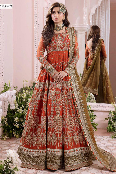 Chandni By Asim Jofa Embroidered Chiffon Suits Unstitched 3 Piece -09 - Luxury Collection