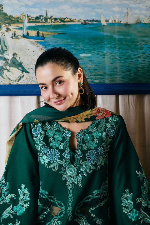 Maryam Hussain - 3-piece luxury unstiched embroidered dress- dhannk dress with Pashimna Shawl (Maher)