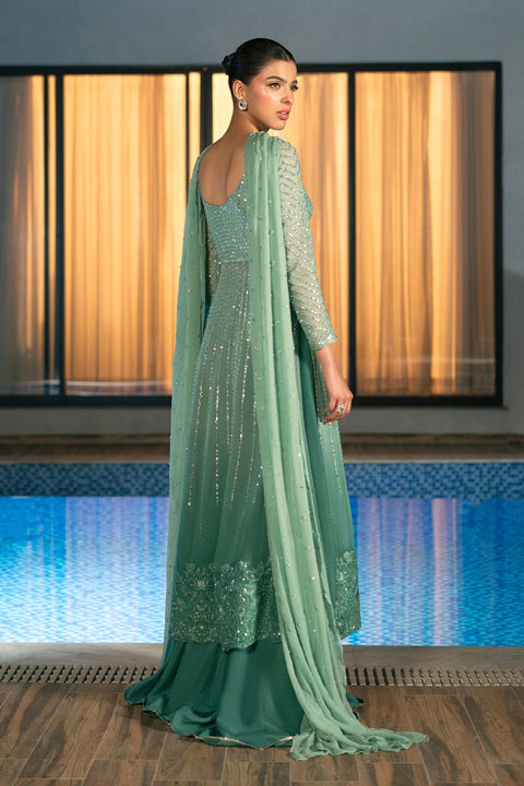 Erum Khan - 3 Piece Unstitched Embroidered Chiffon Suit | Midnight Aura