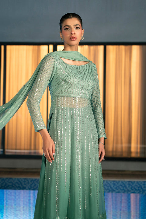 Erum Khan - 3 Piece Unstitched Embroidered Chiffon Suit | Midnight Aura