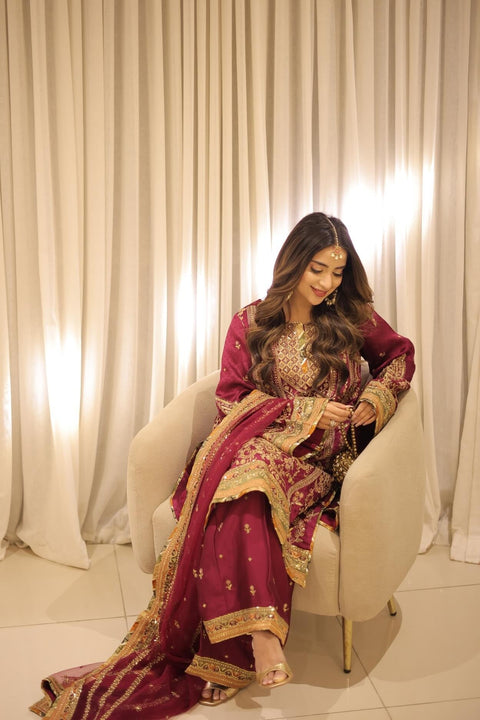 Aneelas - Luxury Silk Embroidered 3 Piece Unstitched - FC-09-B