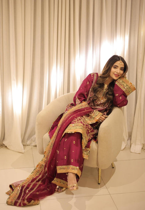 Aneelas - Luxury Silk Embroidered 3 Piece Unstitched - FC-09-B