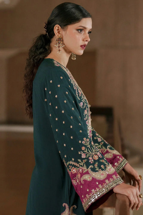 ETHNIC Luxury Silk Embroidered 3Pc Unstitched Suit PA 0076