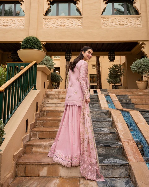Faiza Saqlain Aya Luxury Lawn Collection - ASJA - Tea Pink