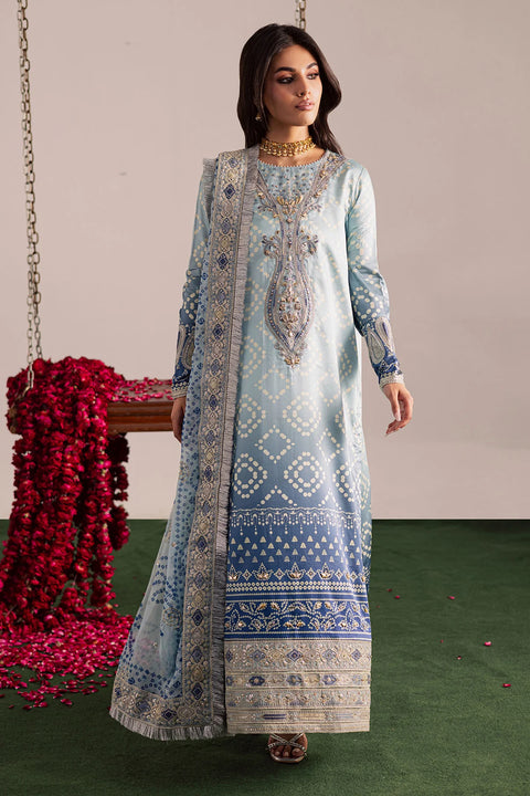 NUREH - 3PC LAWN EMBROIDERED SHIRT WITH MANAAR PRINTED DUPATTA AND TROUSER - NP-698