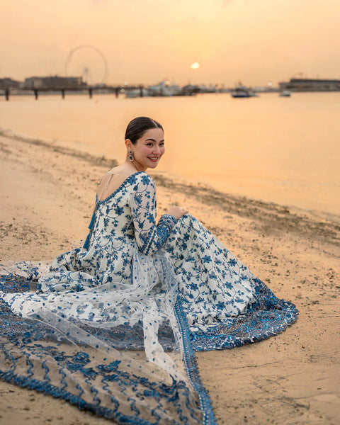 FAIZA SAQLAIN - 3PC LAWN EMBROIDERED SHIRT WITH EMBROIDERED NET DUPATTA AND TROUSER | Jehona