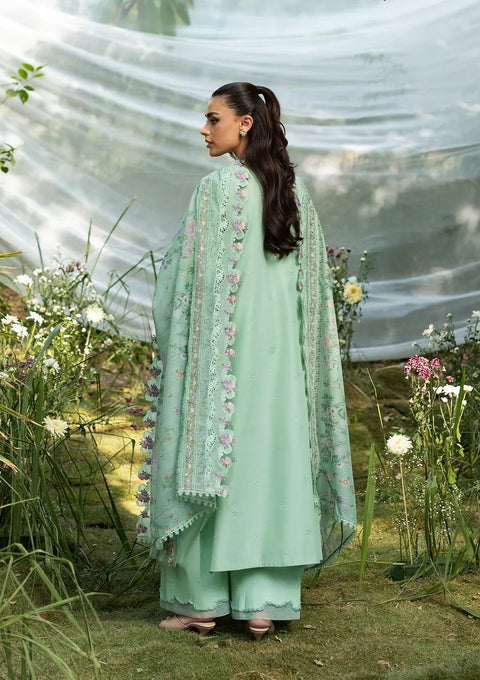 Elaf Premium - 3-piece luxury unstiched embroidered dress- dhannk dress with Pashimna Shawl (Daisy Chain)
