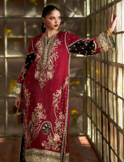 ETHNC Luxury Raw Silk Embroidered 3Pc Unstitched Suit PA-164