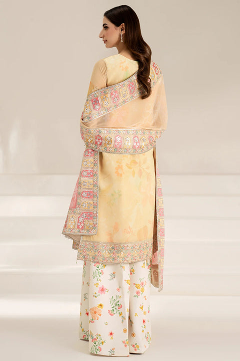 FARASHA - 3PC LAWN EMBROIDERED SHIRT WITH MANAAR PRINTED DUPATTA AND TROUSER - Floral Ray