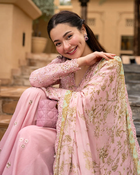 Faiza Saqlain Aya Luxury Lawn Collection - ASJA - Tea Pink