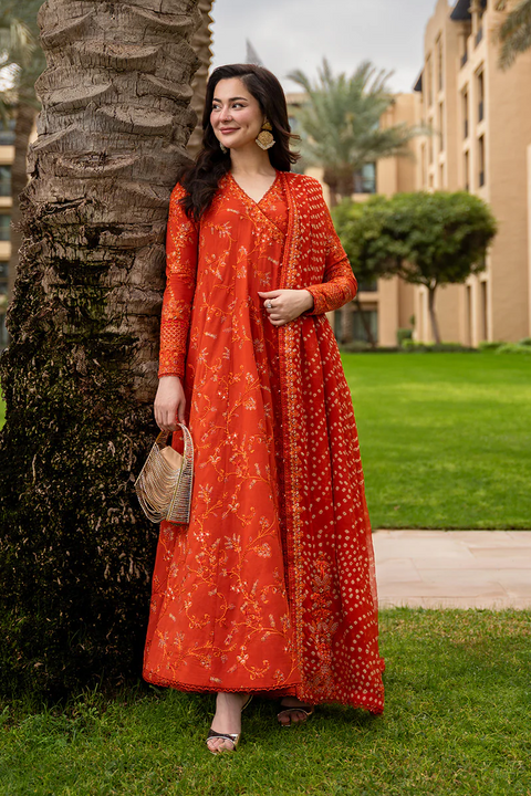 FAIZA SAQLAIN - 3PC LAWN EMBROIDERED SHIRT WITH Denisa Chunri Duppatta