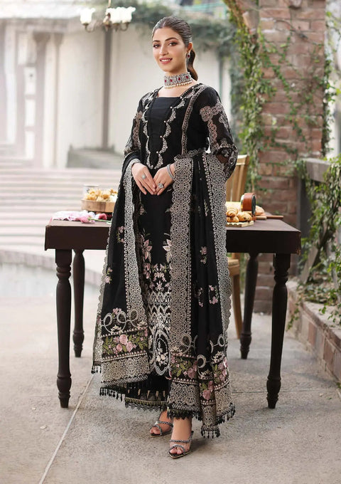KAHF - 3PC LAWN EMBROIDERED SHIRT WITH COTTON NET EMBROIDERED DUPATTA AND TROUSER - KFL-06 NOOR