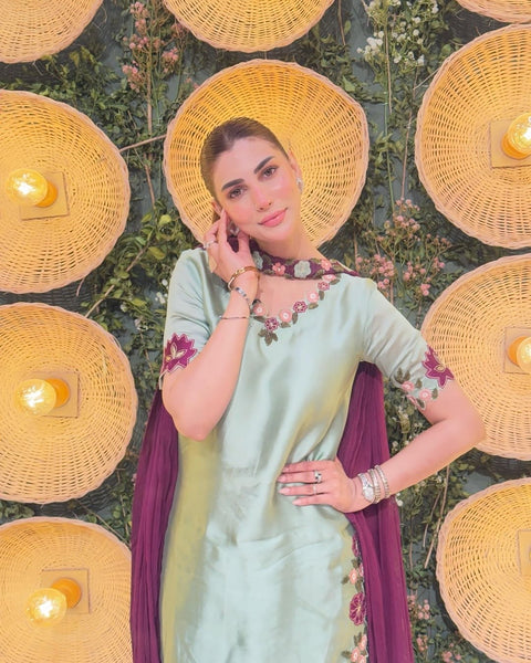 Murk - 3PC LUXURY SILK EMBROIDERED FRONT WITH EMBROIDERED DUPATTA AND TROUSER -Arabella