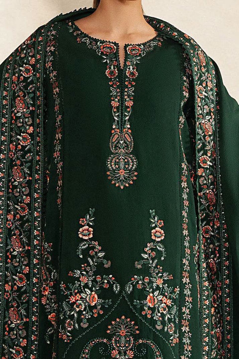 Afrozeh  - 3-piece luxury unstiched embroidered dress- dhannk dress with Pashimna Shawl