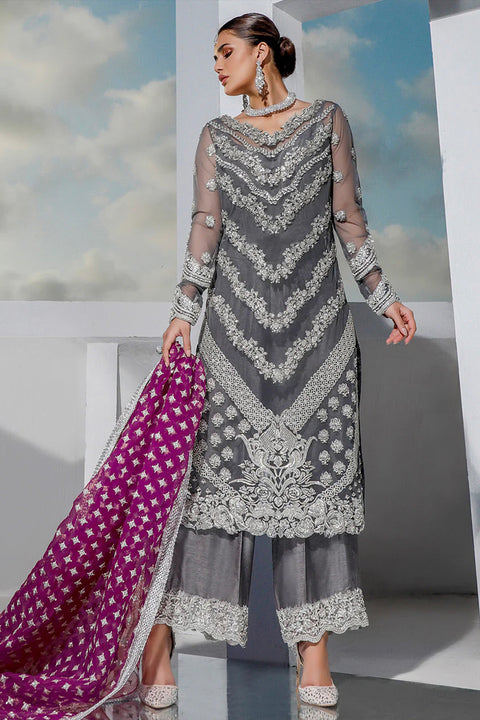 Jazmine Embroidered Organza Suits Unstitched 3 Piece - Onyx Aura