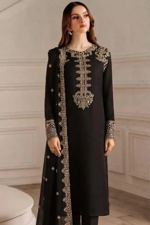 Iznik - 3-piece luxury unstiched chiffon embroidered dress- (UE-479)