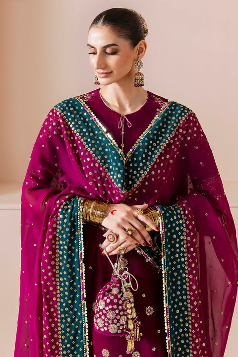 JAZMIN - 3PC VELVET EMBROIDERED SHIRT WITH CHIFFON EMBROIDERED DUPATTA AND TROUSER -CVF D-02
