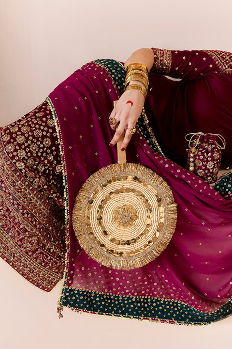 JAZMIN - 3PC VELVET EMBROIDERED SHIRT WITH CHIFFON EMBROIDERED DUPATTA AND TROUSER -CVF D-02