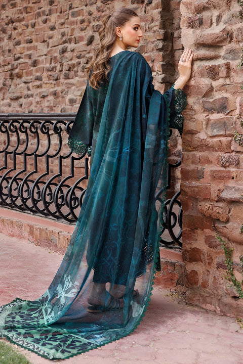 FARASHA - 3PC LAWN EMBROIDERED SHIRT WITH MANAAR PRINTED DUPATTA AND TROUSER - Periveil