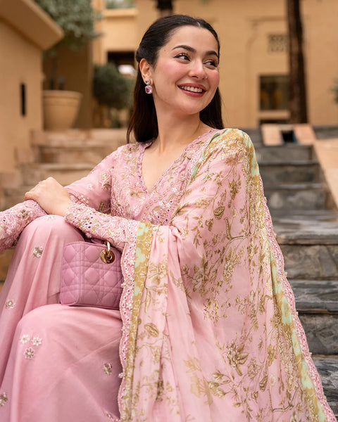 Faiza Saqlain Aya Luxury Lawn Collection - ASJA - Tea Pink