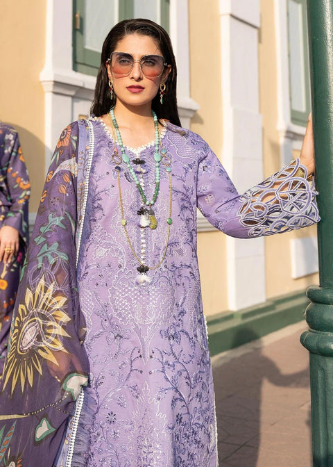 MUSHQ - 3PC DHANAK EMBROIDERED SHIRT WITH TWILL PRINTED SHAWL AND TROUSER - KPR123