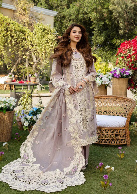 Elaf Luxury Lawn Unstitched Embroidered Collection with Cottom net Dupatta - ELM-1A RAHA